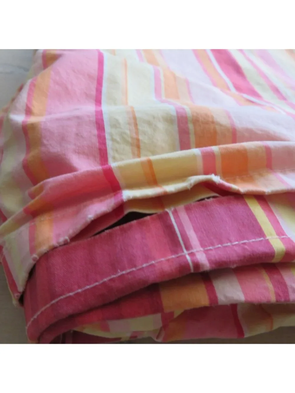 Pottery Barn Full/Queen Duvet Cover 2 Pillow Shams Striped Pink/Orange Cotton